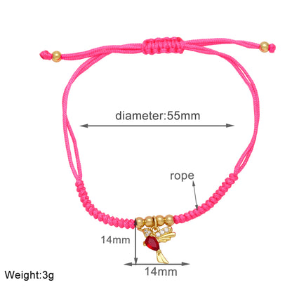 Simple Style Bird Rope Copper Plating Inlay Zircon 18k Gold Plated Bracelets