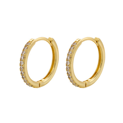 1 Pair Ig Style Casual Simple Style Round Plating Inlay Copper Zircon 18k Gold Plated Hoop Earrings