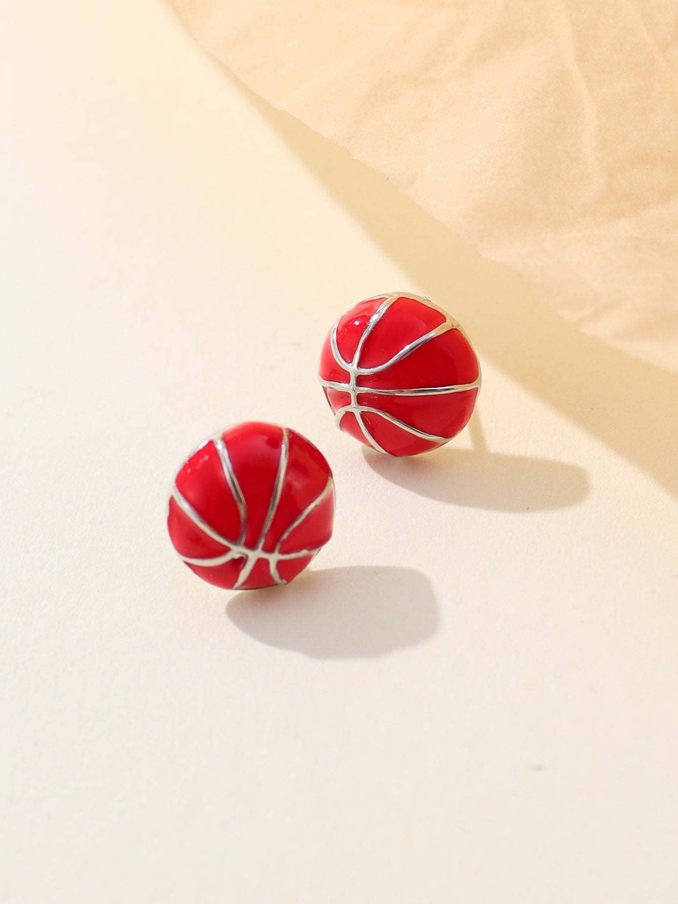 1 Pair Simple Style Sports Basketball Football Painted Epoxy Plating Alloy 14k Gold Plated Ear Studs