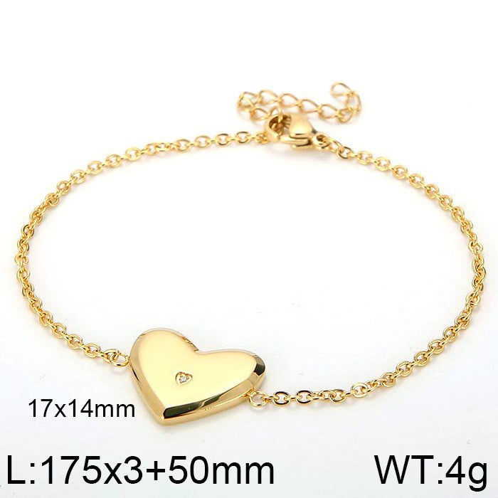 Simple Style Classic Style Heart Shape Titanium Steel Patchwork Bracelets Earrings Necklace