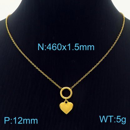 Basic Heart Shape Titanium Steel Plating Gold Plated Earrings Necklace