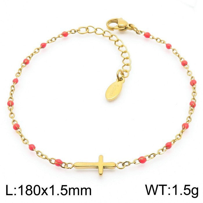 Simple Style Classic Style Cross Titanium Steel Plating Gold Plated Bracelets