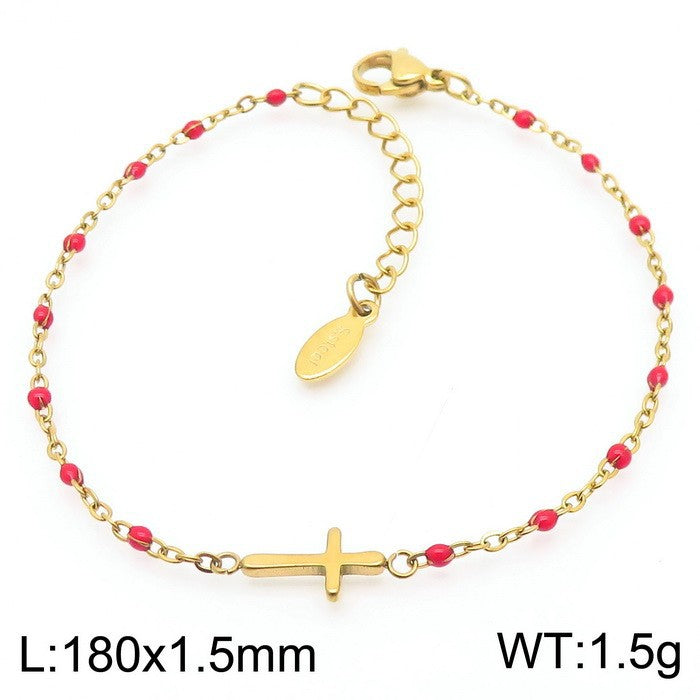 Simple Style Classic Style Cross Titanium Steel Plating Gold Plated Bracelets