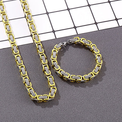 Simple Style Classic Style Color Block Titanium Steel Plating Chain Gold Plated Bracelets Necklace