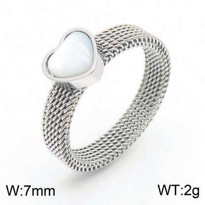 Wholesale Jewelry Simple Style Classic Style Heart Shape Titanium Steel 18K Gold Plated Plating Rings