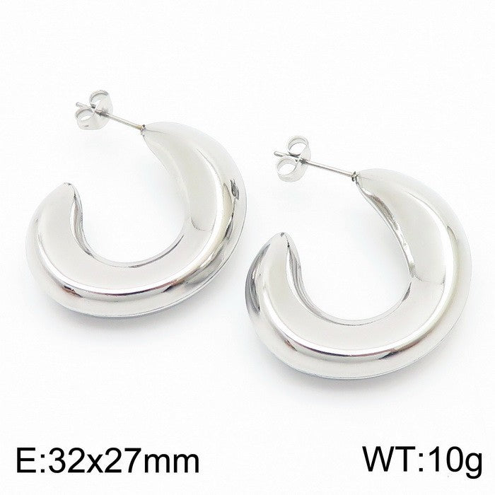 1 Pair Retro U Shape Geometric Plating Titanium Steel Earrings