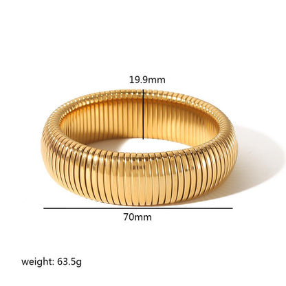 Retro Roman Style Circle Solid Color Stainless Steel Plating 18k Gold Plated Bangle