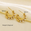 1 Pair Simple Style Geometric Solid Color Plating Stainless Steel Shell Pearls Ear Clip