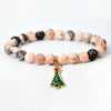 Cute Christmas Streetwear Christmas Tree Santa Claus Elk Natural Stone Bracelets In Bulk