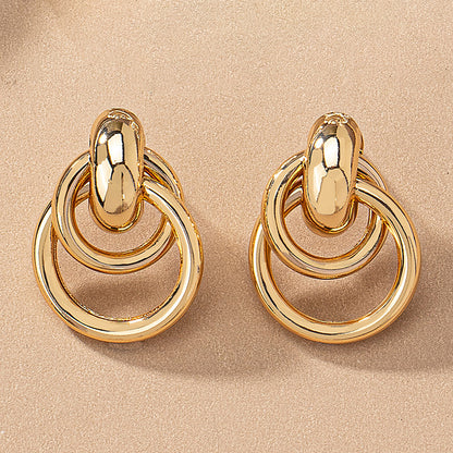 2 Pieces Simple Style Circle Round Plating Alloy Ferroalloy 14k Gold Plated Silver Plated Ear Studs