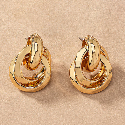 2 Pieces Simple Style Circle Round Plating Alloy Ferroalloy 14k Gold Plated Silver Plated Ear Studs