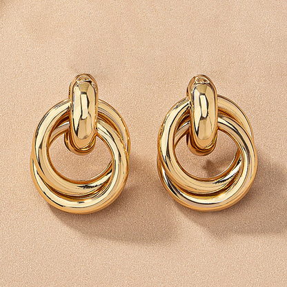 2 Pieces Simple Style Circle Round Plating Alloy Ferroalloy 14k Gold Plated Silver Plated Ear Studs