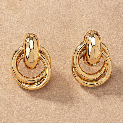 2 Pieces Simple Style Circle Round Plating Alloy Ferroalloy 14k Gold Plated Silver Plated Ear Studs