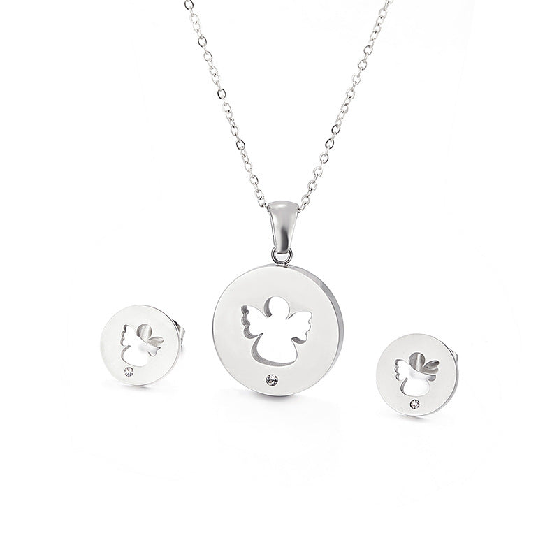 Simple Style Angel Stainless Steel Titanium Steel Jewelry Set