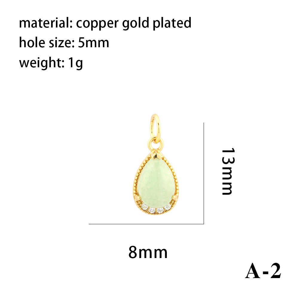 Simple Style Oval Water Droplets Heart Shape Stone Copper Plating Inlay Zircon 18k Gold Plated Charms