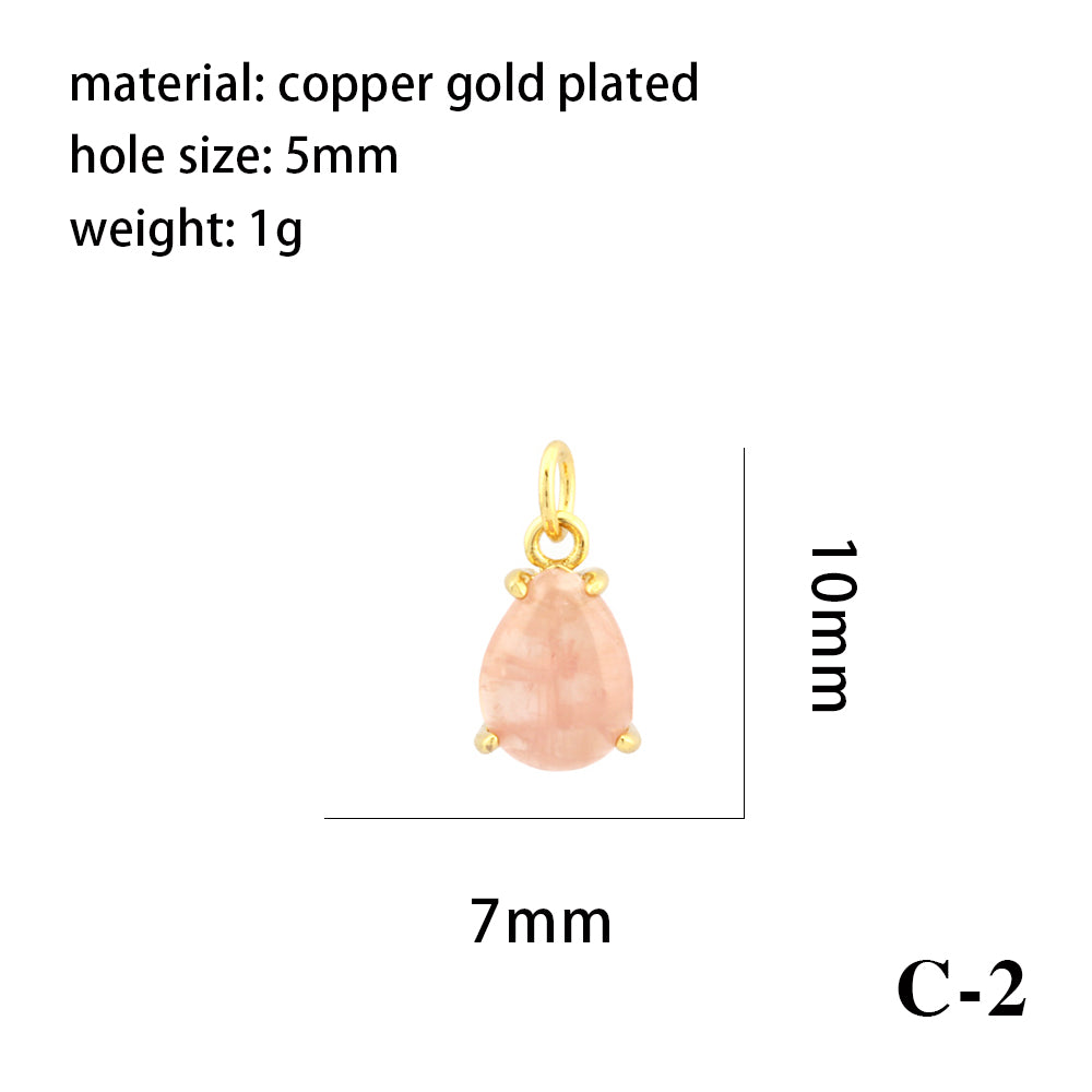 Simple Style Oval Water Droplets Heart Shape Stone Copper Plating Inlay Zircon 18k Gold Plated Charms