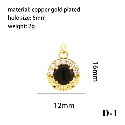 Simple Style Oval Water Droplets Heart Shape Stone Copper Plating Inlay Zircon 18k Gold Plated Charms