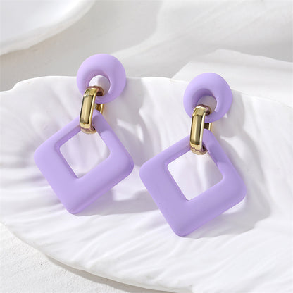 1 Pair Sweet Rhombus Resin Drop Earrings