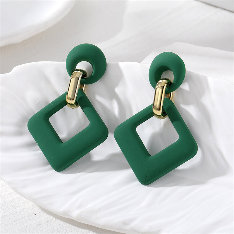 1 Pair Sweet Rhombus Resin Drop Earrings