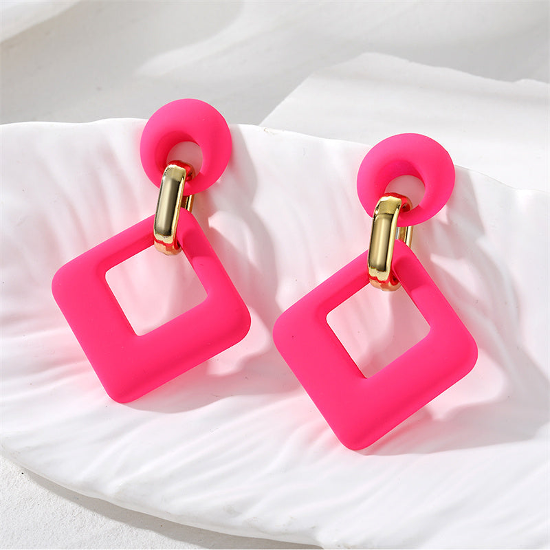 1 Pair Sweet Rhombus Resin Drop Earrings