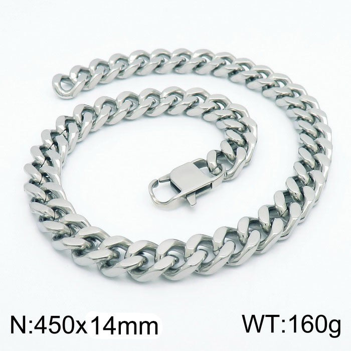 Simple Style Solid Color Titanium Steel Chain Men's Necklace