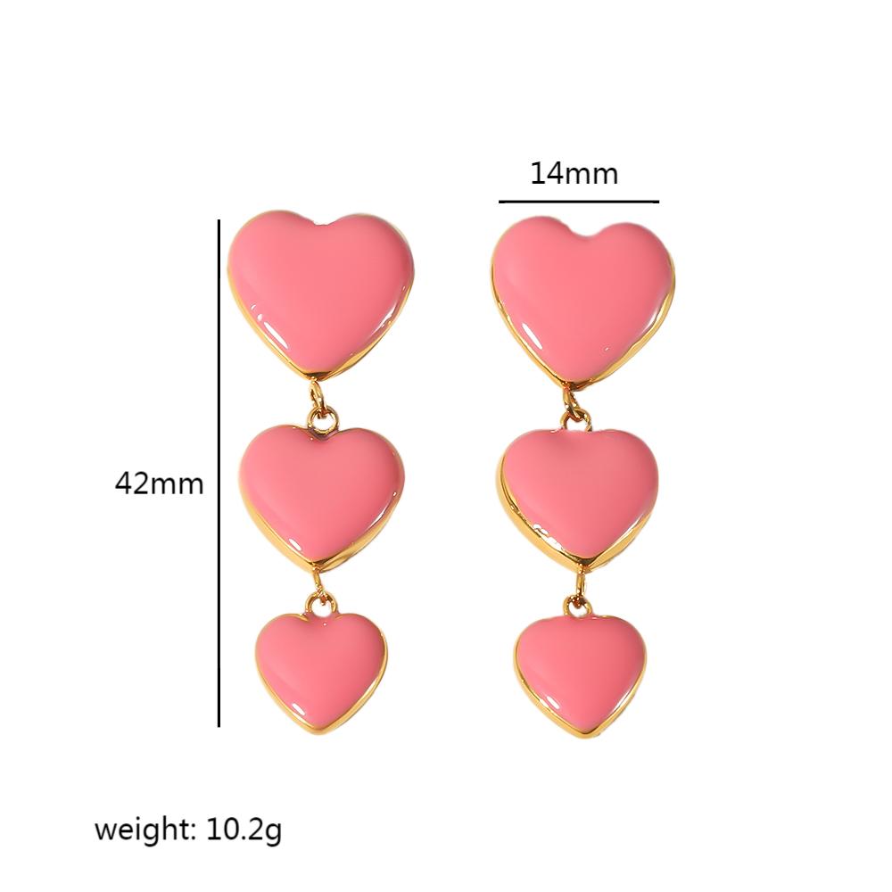 1 Pair Classic Style Heart Shape Polishing Plating Stainless Steel 18k Gold Plated Drop Earrings Ear Studs