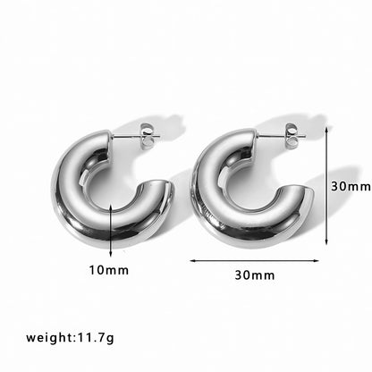 1 Pair Retro C Shape Polishing Plating Stainless Steel 18k Gold Plated Ear Cuffs