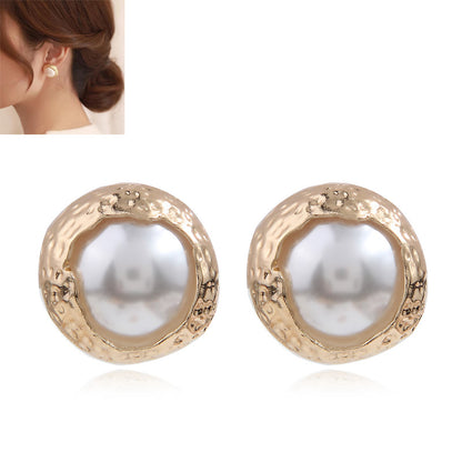 1 Pair Elegant Simple Style Geometric Inlay Alloy Pearl Ear Studs