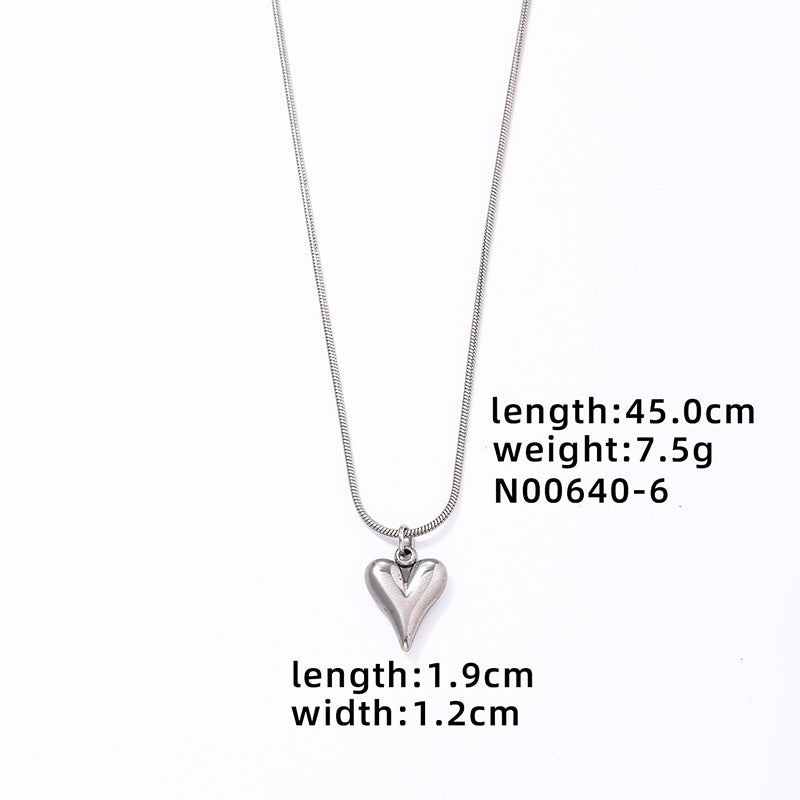 Modern Style Simple Style Cross Star Heart Shape Stainless Steel Titanium Steel Plating White Gold Plated Pendant Necklace