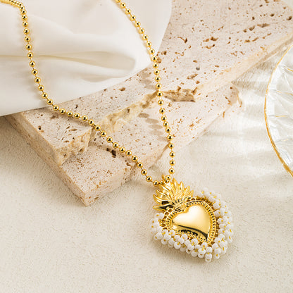 Elegant Vintage Style Simple Style Heart Shape Copper 18k Gold Plated Pendant Necklace In Bulk