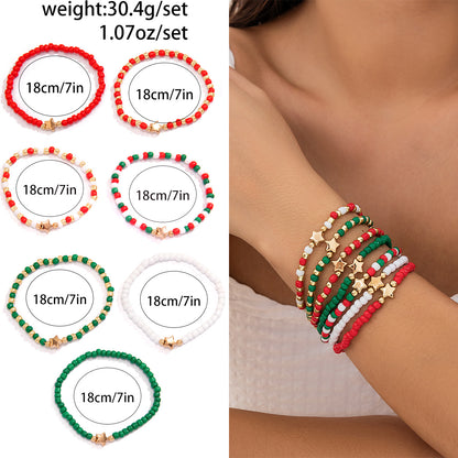 Cute Streetwear Letter Snowflake Soft Clay Christmas Women's Bracelets