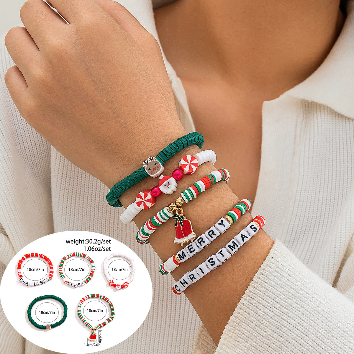 Cute Streetwear Letter Snowflake Soft Clay Christmas Women's Bracelets