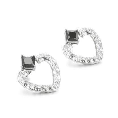 1 Pair Vintage Style Heart Shape Plating Titanium Steel Ear Studs