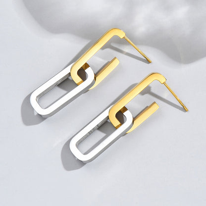 1 Pair Simple Style Classic Style Roman Style Multicolor Color Block Plating Titanium Steel 18k Gold Plated Drop Earrings