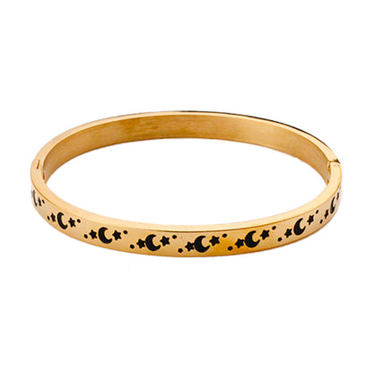 Vintage Style Star Moon Stainless Steel Titanium Steel Plating Gold Plated Silver Plated Bangle