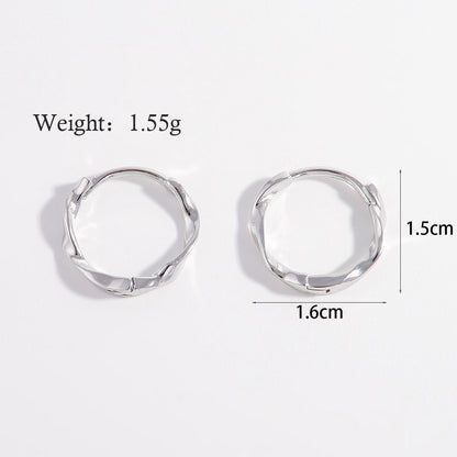 1 Pair Classic Style Commute Solid Color Plating Sterling Silver White Gold Plated Rhodium Plated Earrings