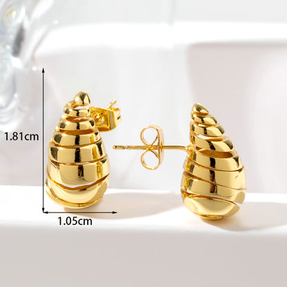 1 Pair Casual Simple Style Streetwear Water Droplets Copper Ear Studs