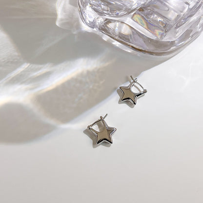 1 Pair Simple Style Classic Style Pentagram Copper White Gold Plated Earrings