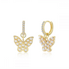 1 Pair Cute Sweet Heart Shape Butterfly Plating Inlay Copper Pearl Zircon 18k Gold Plated Drop Earrings