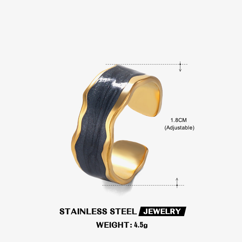 Ig Style Irregular Stainless Steel Enamel Plating 18k Gold Plated Open Rings