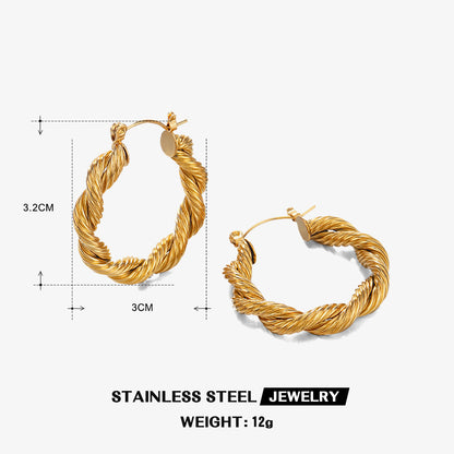 1 Pair Ig Style Vintage Style Twist Plating Stainless Steel 18k Gold Plated Hoop Earrings