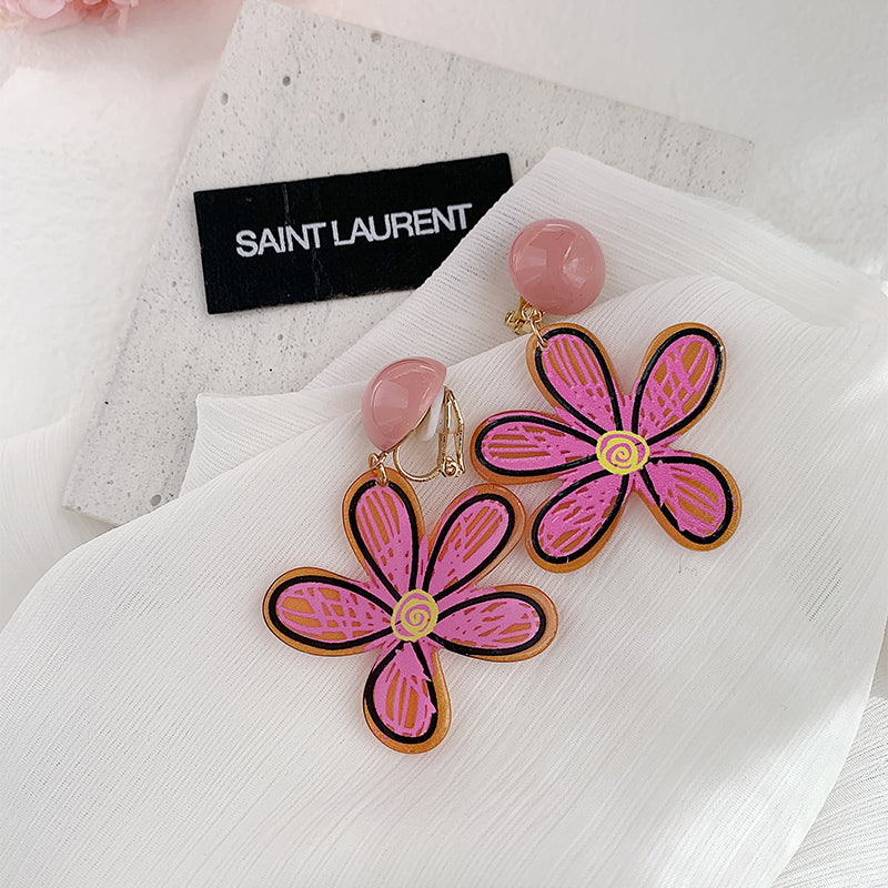 1 Pair Vacation Sweet Flower Resin Drop Earrings