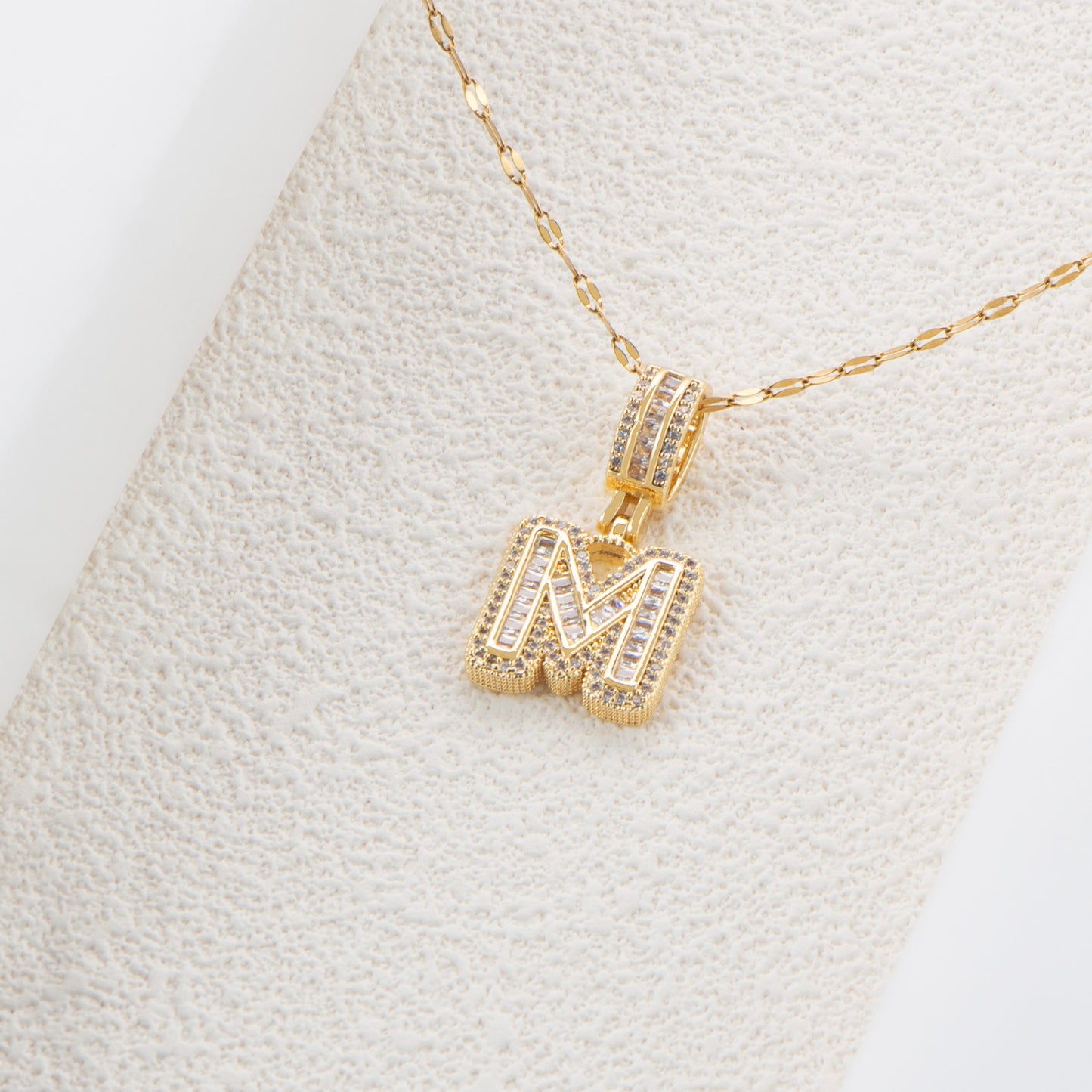 Wholesale Hip-hop Simple Style Letter Stainless Steel Plating Inlay 18k Gold Plated Zircon Pendant Necklace