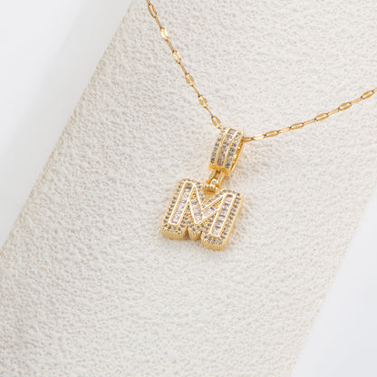 Wholesale Hip-hop Simple Style Letter Stainless Steel Plating Inlay 18k Gold Plated Zircon Pendant Necklace