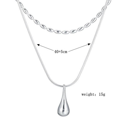 Elegant Water Droplets Solid Color Sterling Silver Plating Silver Plated Pendant Necklace