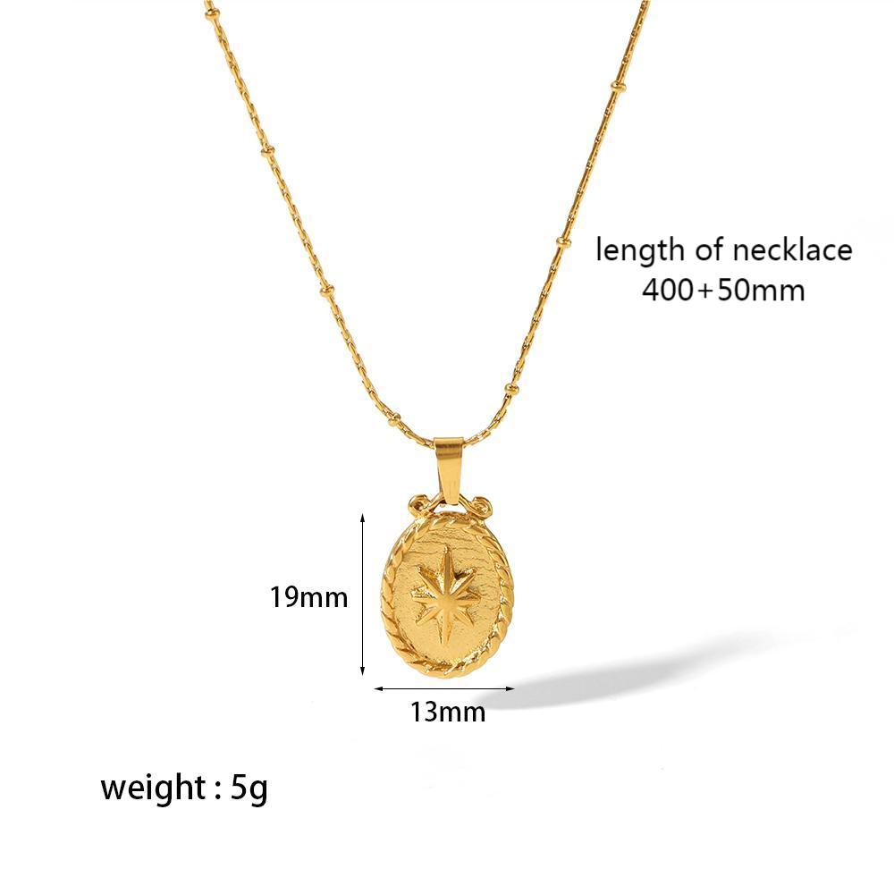 Wholesale Retro Round Heart Shape Stainless Steel Polishing Plating 18k Gold Plated Pendant Necklace