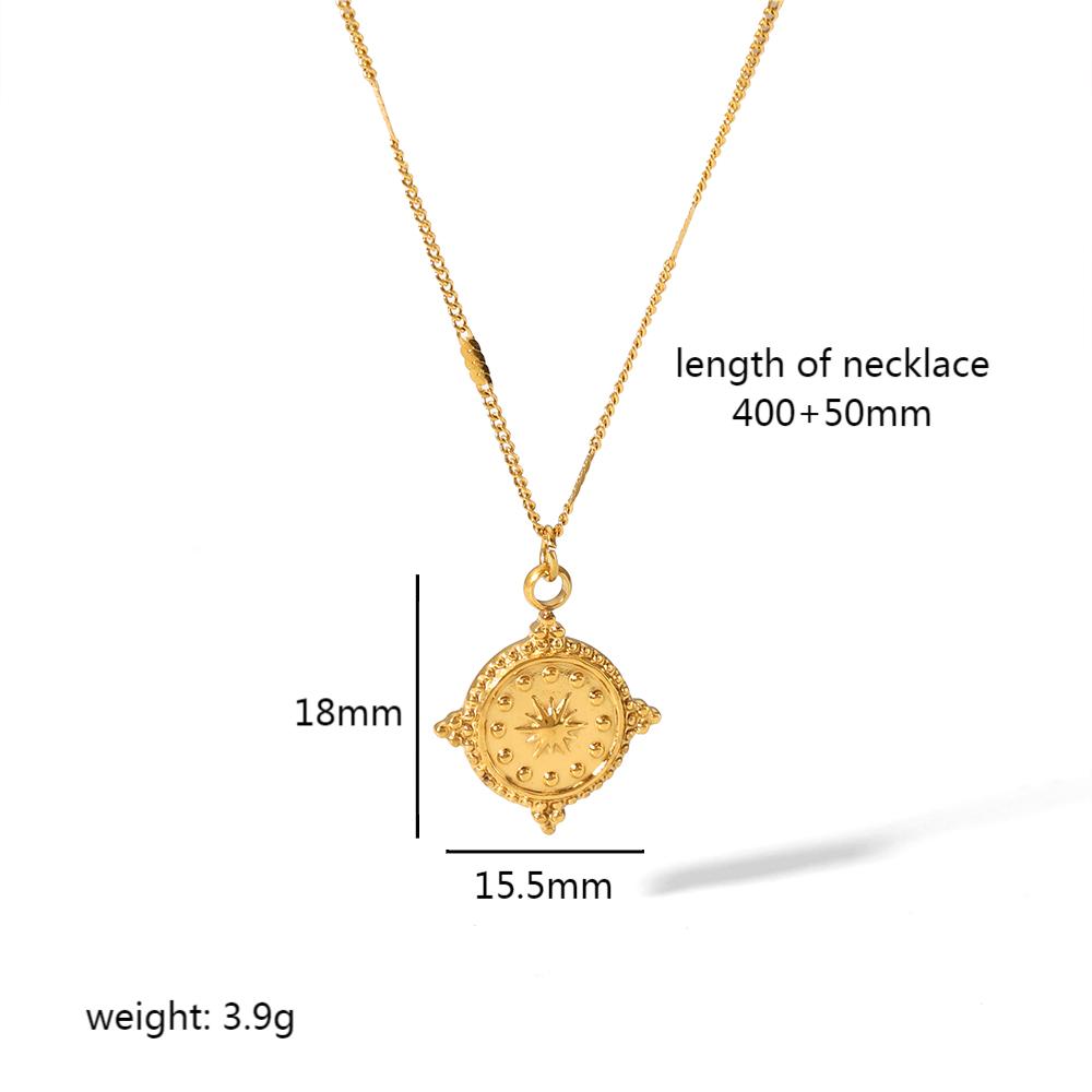 Wholesale Retro Round Heart Shape Stainless Steel Polishing Plating 18k Gold Plated Pendant Necklace