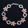 Elegant Lady Flower Copper Plating Inlay Zircon White Gold Plated Rhodium Plated Bracelets