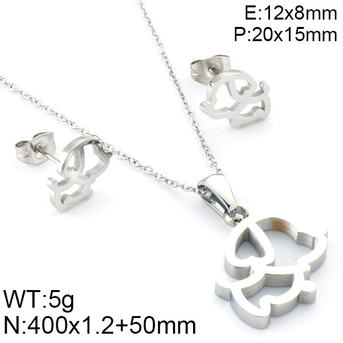 Casual Simple Style Dog Stainless Steel Titanium Steel Plating Earrings Necklace