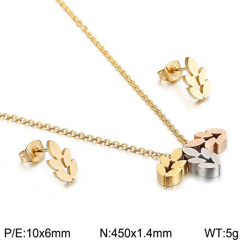 Simple Style Commute Geometric Stainless Steel Titanium Steel Plating Earrings Necklace